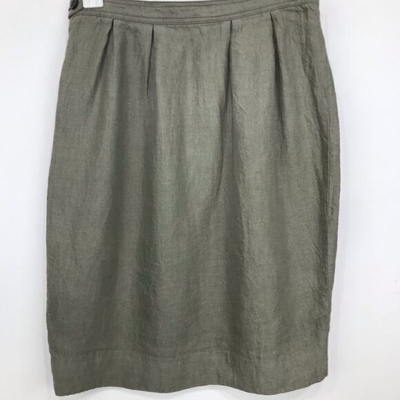 Proenza Schouler Gray Green 100% Linen Pleated Pencil Mini Skirt - Picture 1 of 13